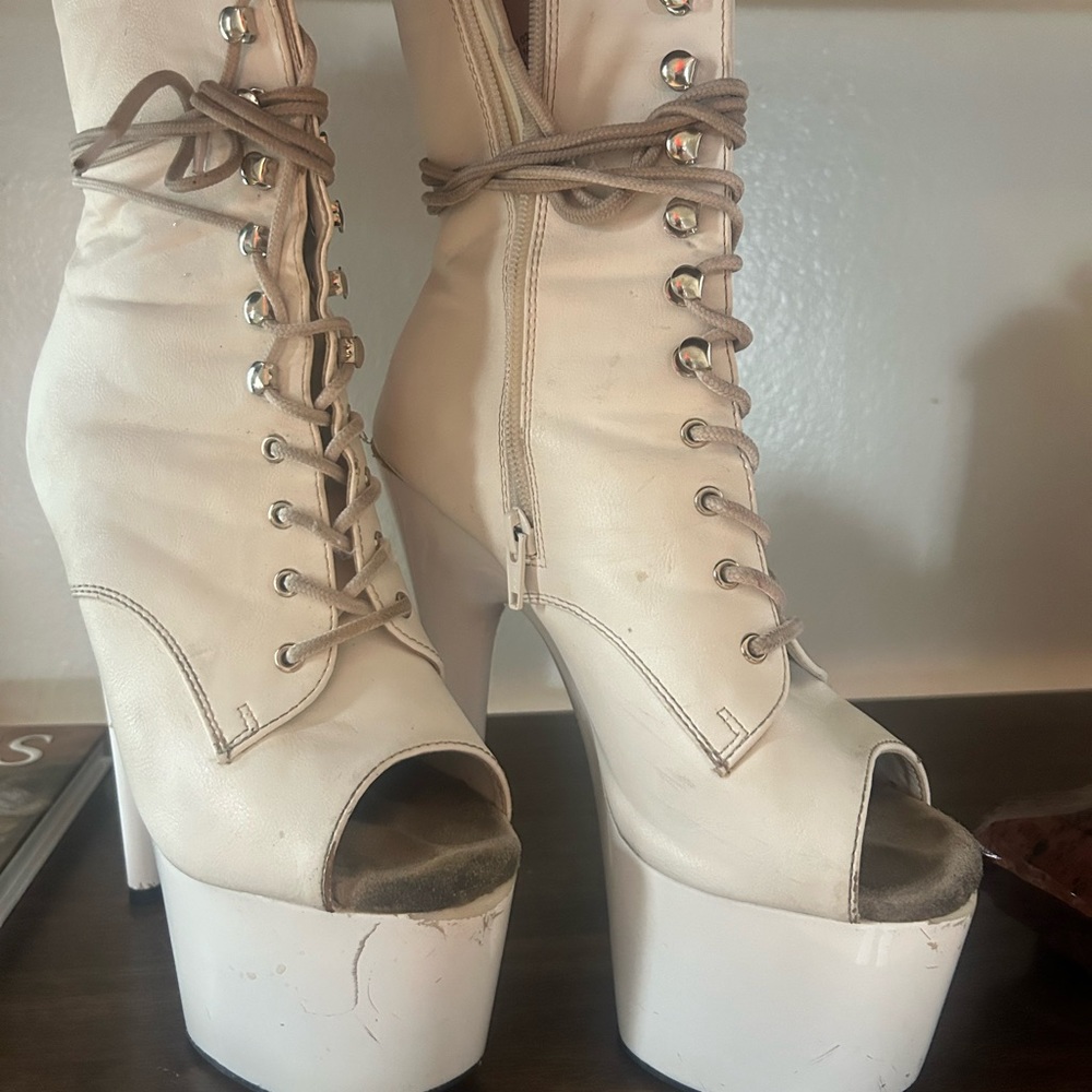White pleaser boots